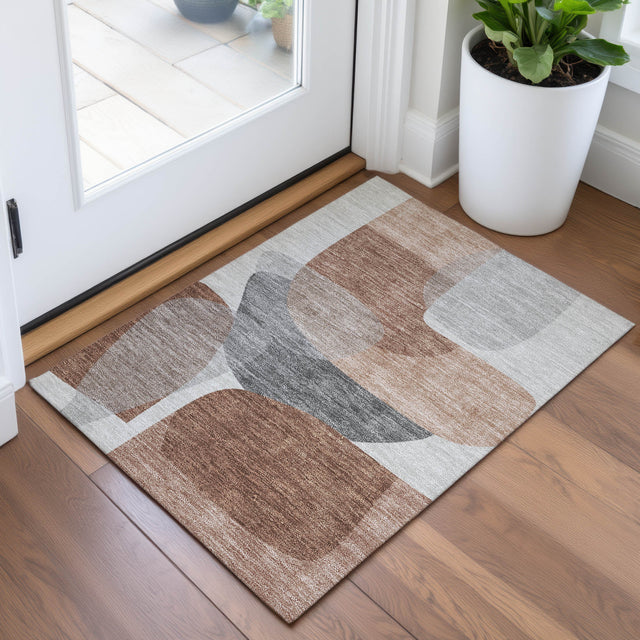 Addison Chantille ACN2121 Blocks Machine Made Transitional Paprika Rug