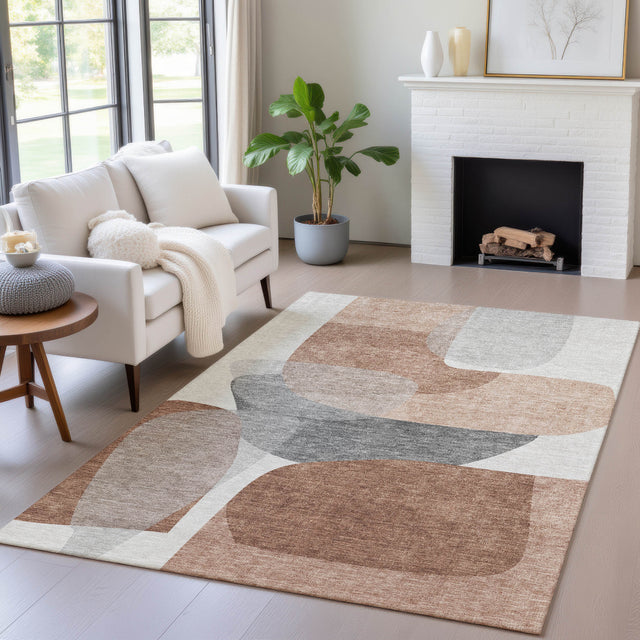 Addison Chantille ACN2121 Blocks Machine Made Transitional Paprika Rug