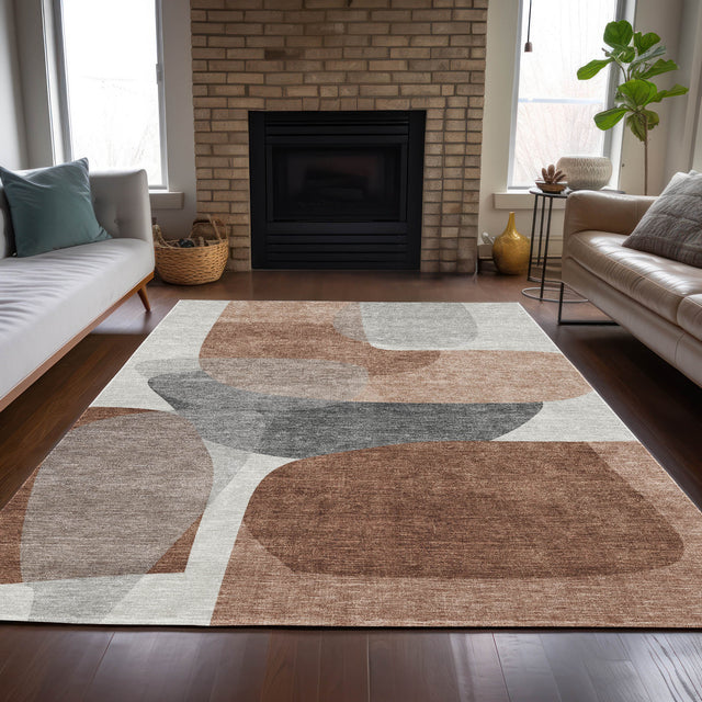 Addison Chantille ACN2121 Blocks Machine Made Transitional Paprika Rug