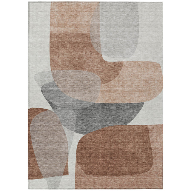 Addison Chantille ACN2121 Blocks Machine Made Transitional Paprika Rug