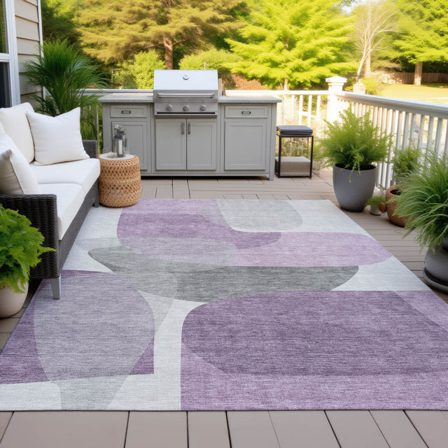 Addison Chantille ACN2121 Blocks Machine Made Transitional Purple Rug
