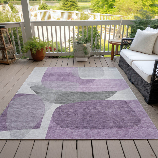 Addison Chantille ACN2121 Blocks Machine Made Transitional Purple Rug