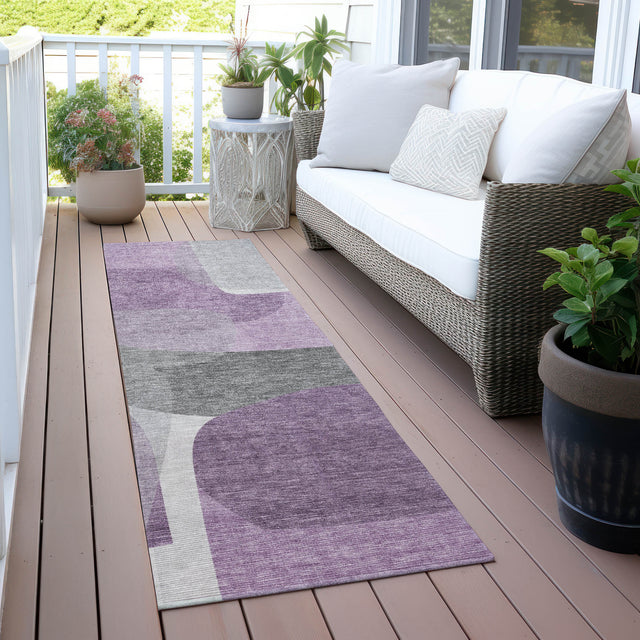 Addison Chantille ACN2121 Blocks Machine Made Transitional Purple Rug