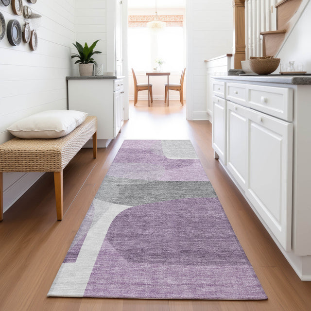 Addison Chantille ACN2121 Blocks Machine Made Transitional Purple Rug