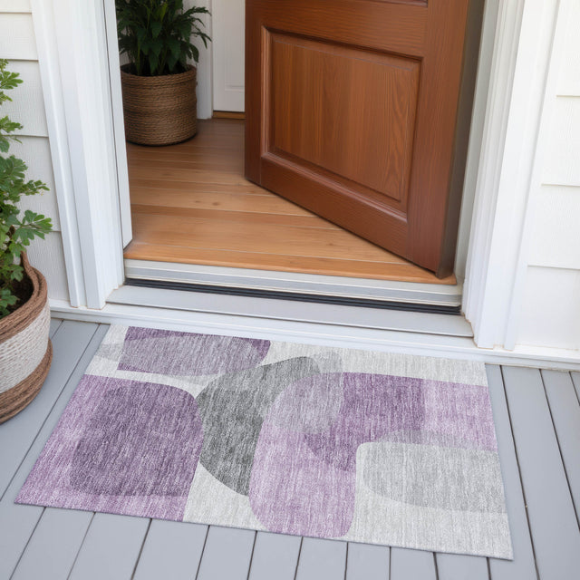 Addison Chantille ACN2121 Blocks Machine Made Transitional Purple Rug