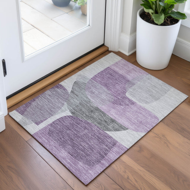 Addison Chantille ACN2121 Blocks Machine Made Transitional Purple Rug