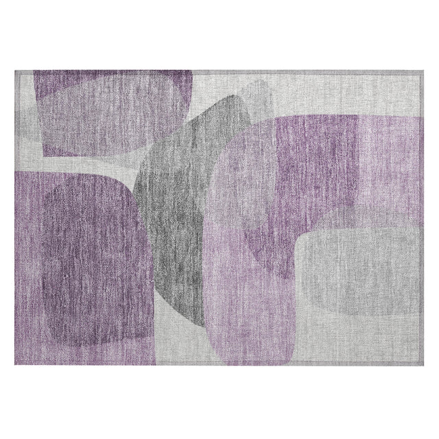 Addison Chantille ACN2121 Blocks Machine Made Transitional Purple Rug