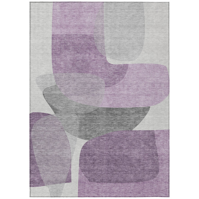 Addison Chantille ACN2121 Blocks Machine Made Transitional Purple Rug