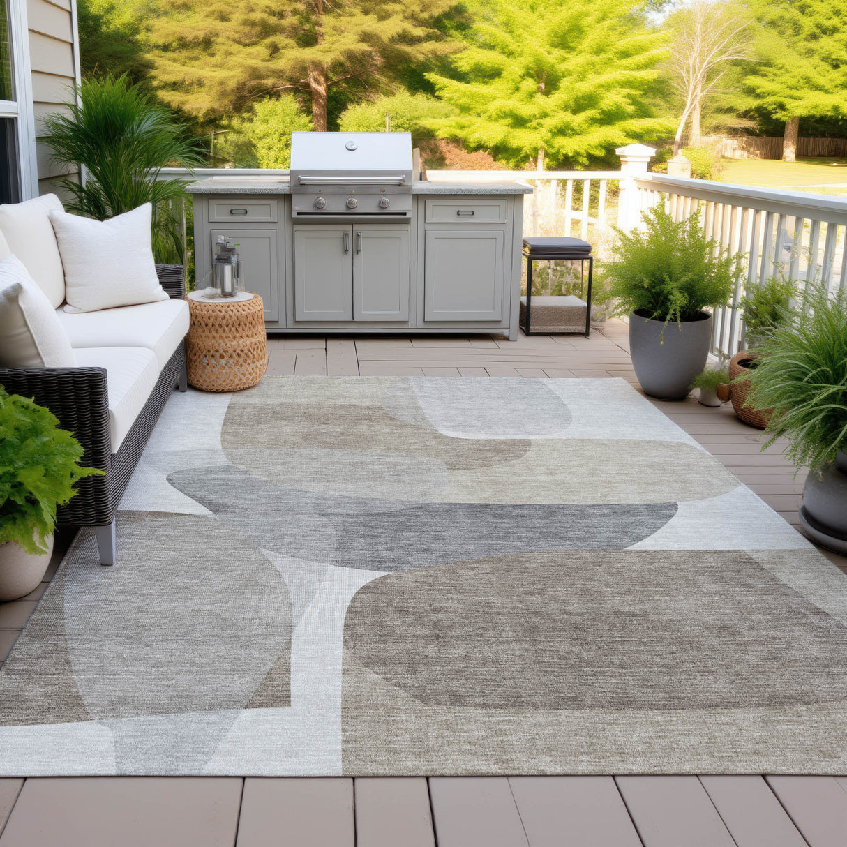 Addison Chantille ACN2121 Blocks Machine Made Transitional Taupe Rug