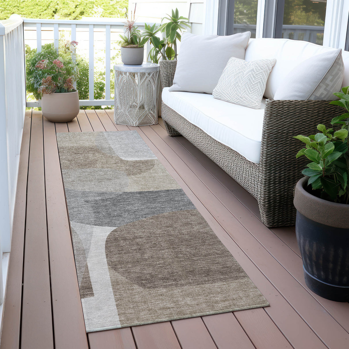 Addison Chantille ACN2121 Blocks Machine Made Transitional Taupe Rug
