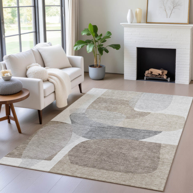 Addison Chantille ACN2121 Blocks Machine Made Transitional Taupe Rug