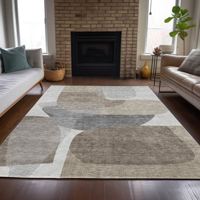 Addison Chantille ACN2121 Blocks Machine Made Transitional Taupe Rug