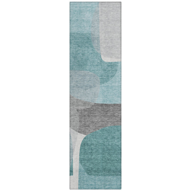 Addison Chantille ACN2121 Blocks Machine Made Transitional Teal Rug