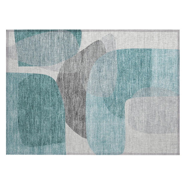 Addison Chantille ACN2121 Blocks Machine Made Transitional Teal Rug