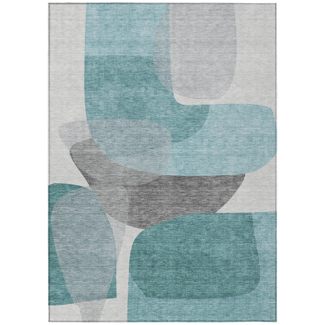 Addison Chantille ACN2121 Blocks Machine Made Transitional Teal Rug