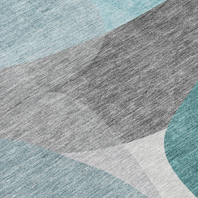 Addison Chantille ACN2121 Blocks Machine Made Transitional Teal Rug