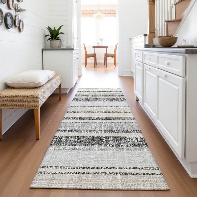 Addison Chantille ACN2122 Stripes Machine Made Transitional Black Rug