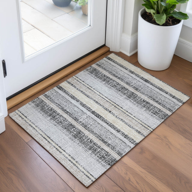 Addison Chantille ACN2122 Stripes Machine Made Transitional Black Rug