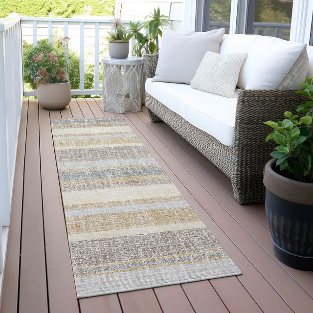 Addison Chantille ACN2122 Stripes Machine Made Transitional Gold Rug