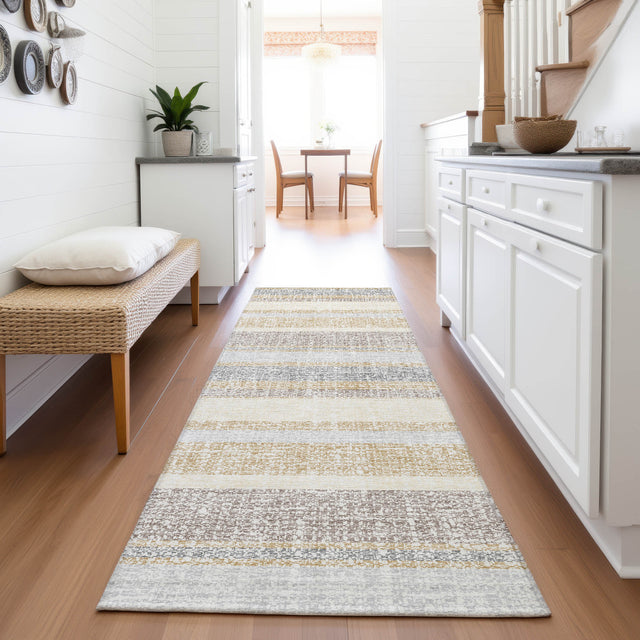 Addison Chantille ACN2122 Stripes Machine Made Transitional Gold Rug