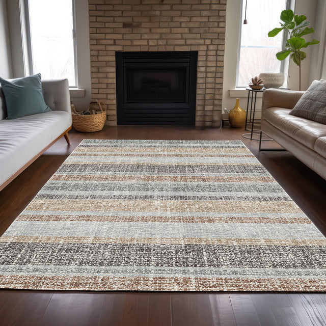 Addison Chantille ACN2122 Stripes Machine Made Transitional Gray Rug