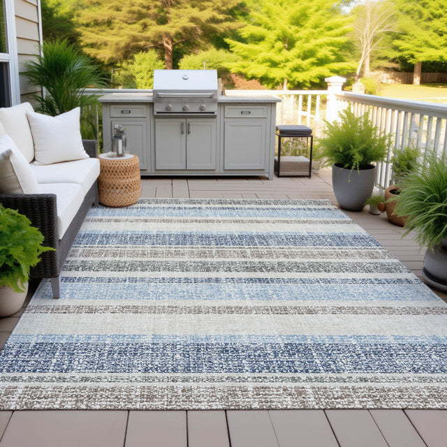 Addison Chantille ACN2122 Stripes Machine Made Transitional Navy Rug