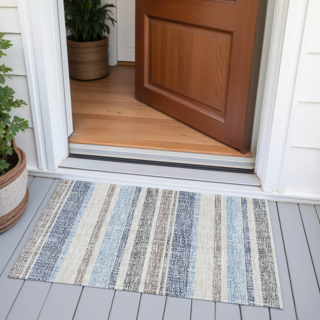 Addison Chantille ACN2122 Stripes Machine Made Transitional Navy Rug