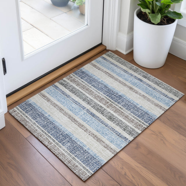 Addison Chantille ACN2122 Stripes Machine Made Transitional Navy Rug
