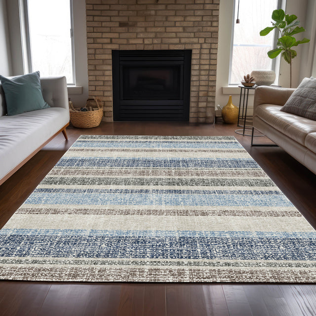 Addison Chantille ACN2122 Stripes Machine Made Transitional Navy Rug