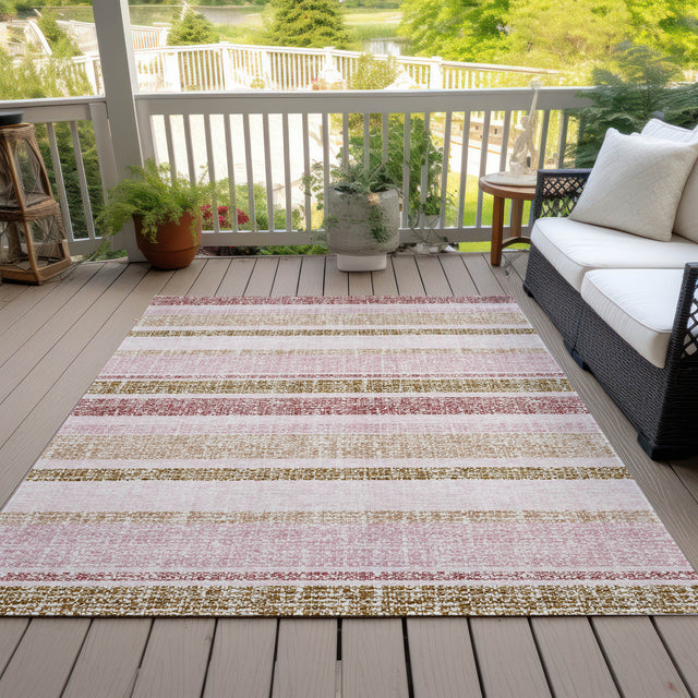 Addison Chantille ACN2122 Stripes Machine Made Transitional Pink Rug