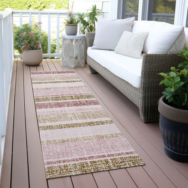 Addison Chantille ACN2122 Stripes Machine Made Transitional Pink Rug