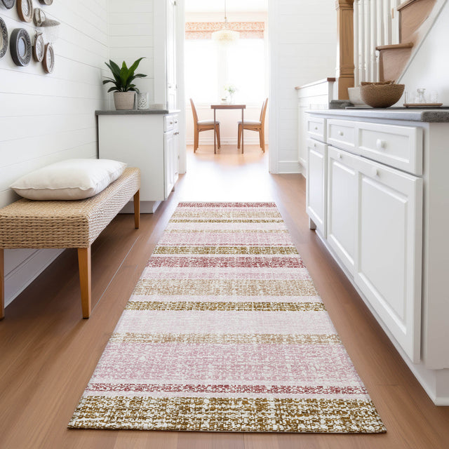 Addison Chantille ACN2122 Stripes Machine Made Transitional Pink Rug