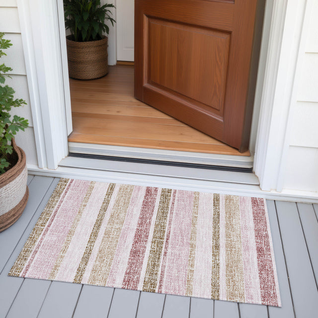 Addison Chantille ACN2122 Stripes Machine Made Transitional Pink Rug