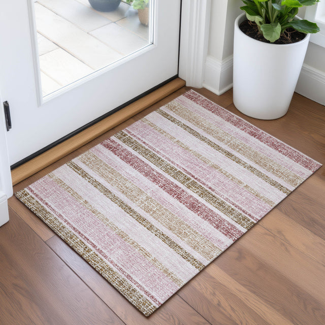Addison Chantille ACN2122 Stripes Machine Made Transitional Pink Rug