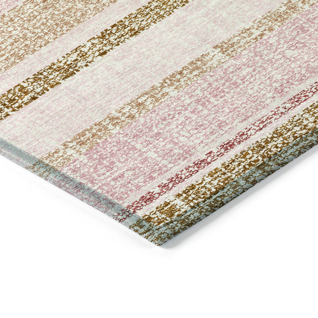 Addison Chantille ACN2122 Stripes Machine Made Transitional Pink Rug