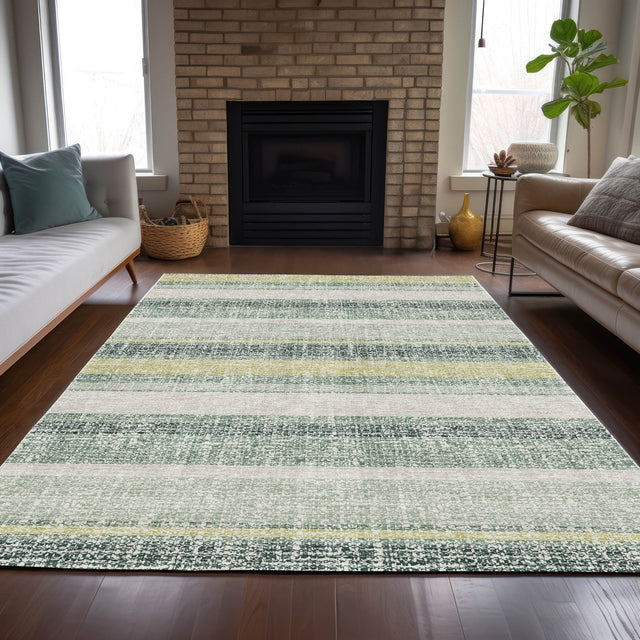 Addison Chantille ACN2122 Stripes Machine Made Transitional Seafoam Rug