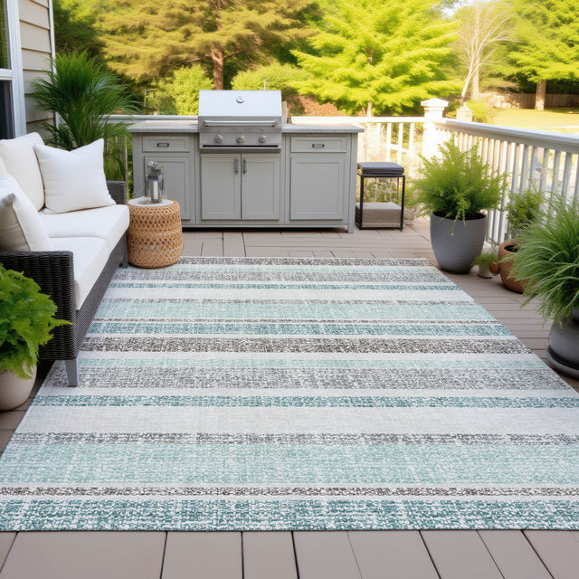 Addison Chantille ACN2122 Stripes Machine Made Transitional Teal Rug