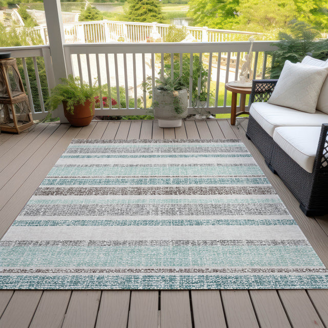Addison Chantille ACN2122 Stripes Machine Made Transitional Teal Rug