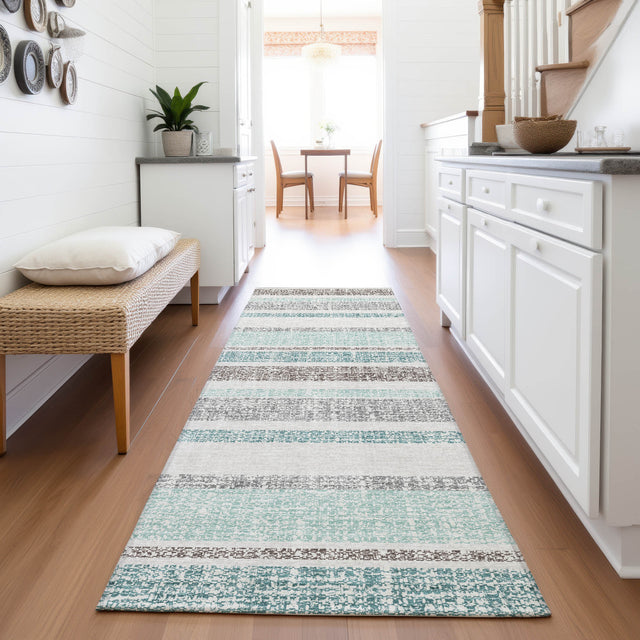 Addison Chantille ACN2122 Stripes Machine Made Transitional Teal Rug
