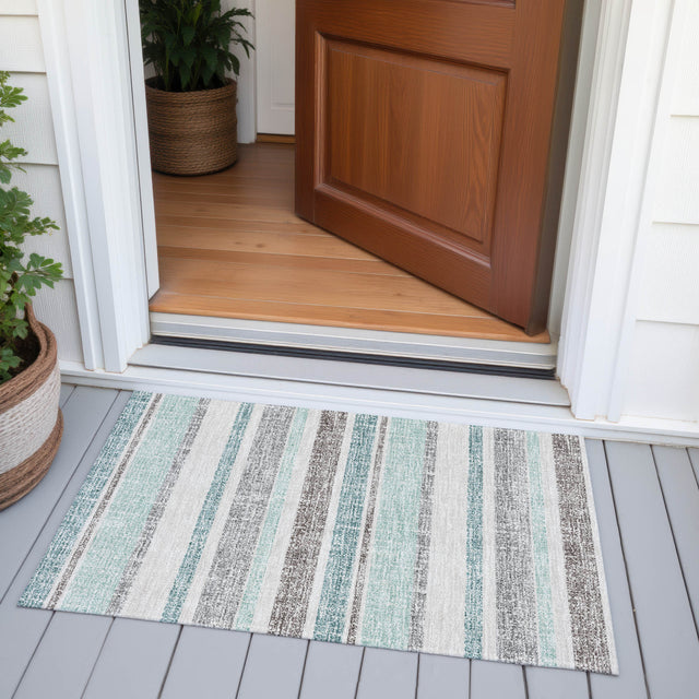 Addison Chantille ACN2122 Stripes Machine Made Transitional Teal Rug