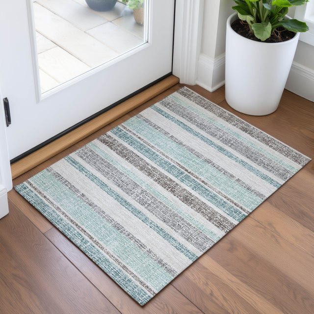 Addison Chantille ACN2122 Stripes Machine Made Transitional Teal Rug