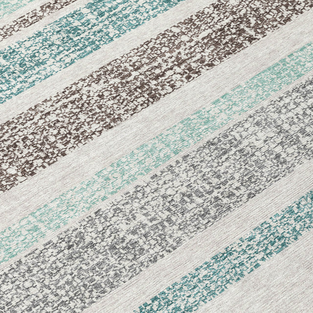 Addison Chantille ACN2122 Stripes Machine Made Transitional Teal Rug