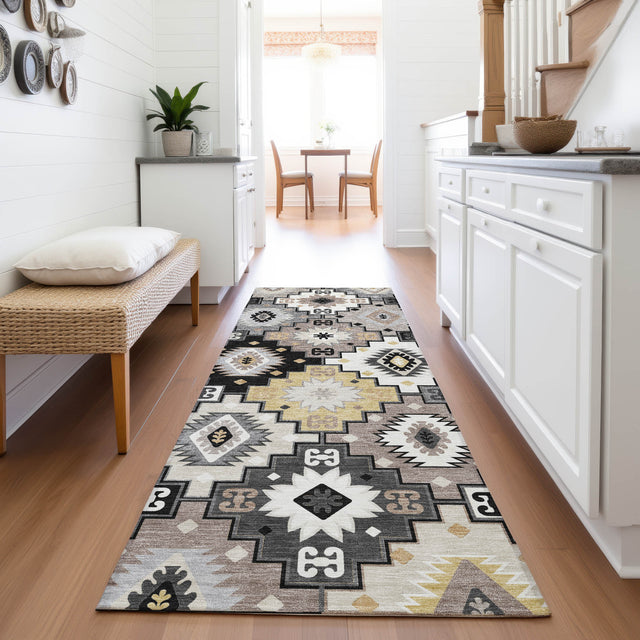 Addison Chantille ACN2123 Ethnic Machine Made Transitional Black Rug