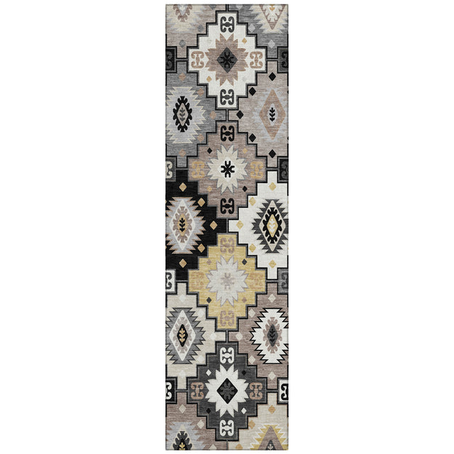 Addison Chantille ACN2123 Ethnic Machine Made Transitional Black Rug