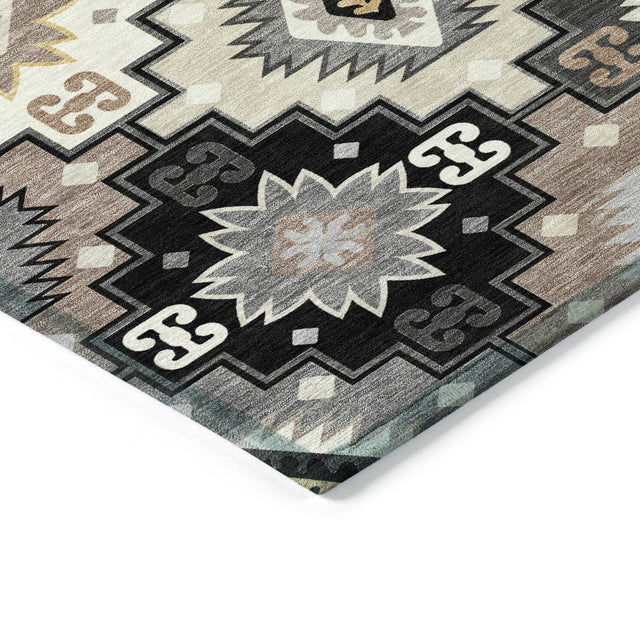 Addison Chantille ACN2123 Ethnic Machine Made Transitional Black Rug