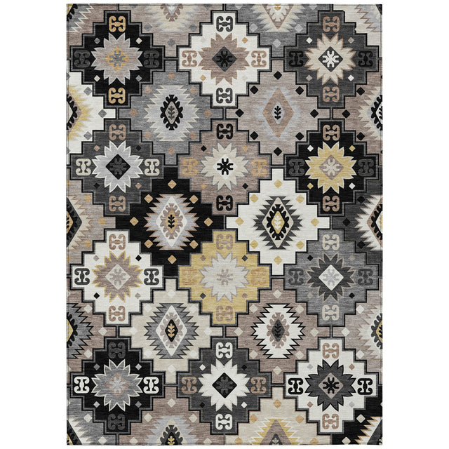 Addison Chantille ACN2123 Ethnic Machine Made Transitional Black Rug