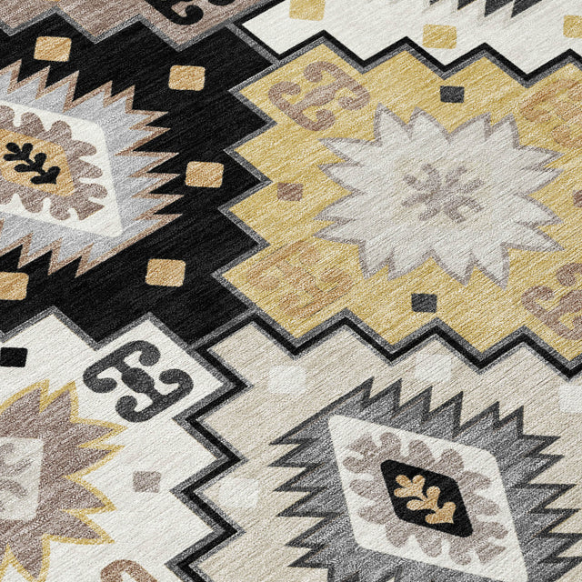 Addison Chantille ACN2123 Ethnic Machine Made Transitional Black Rug