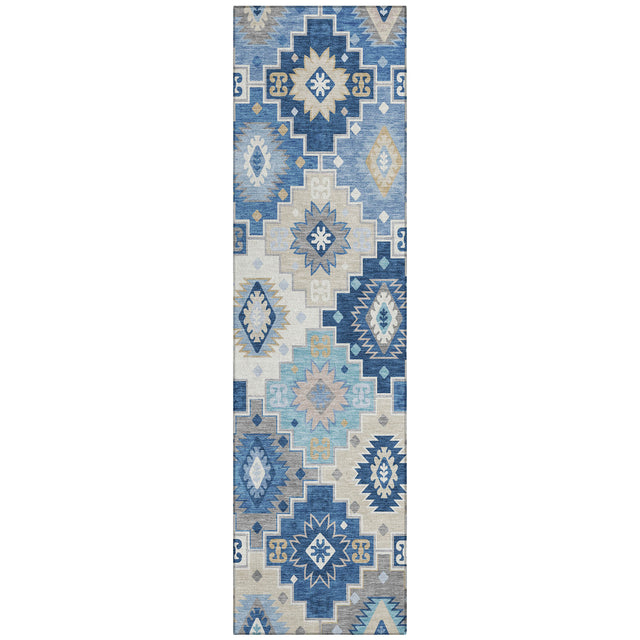 Addison Chantille ACN2123 Ethnic Machine Made Transitional Blue Rug