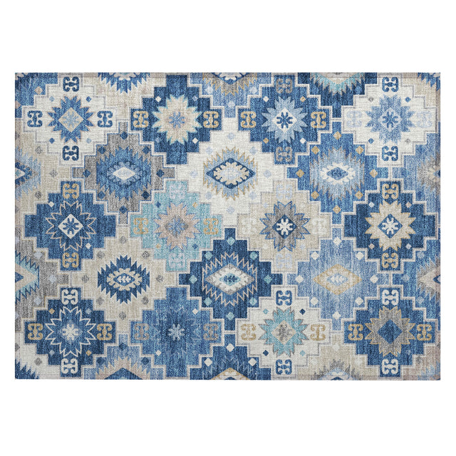 Addison Chantille ACN2123 Ethnic Machine Made Transitional Blue Rug