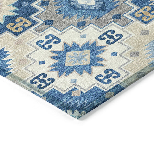 Addison Chantille ACN2123 Ethnic Machine Made Transitional Blue Rug